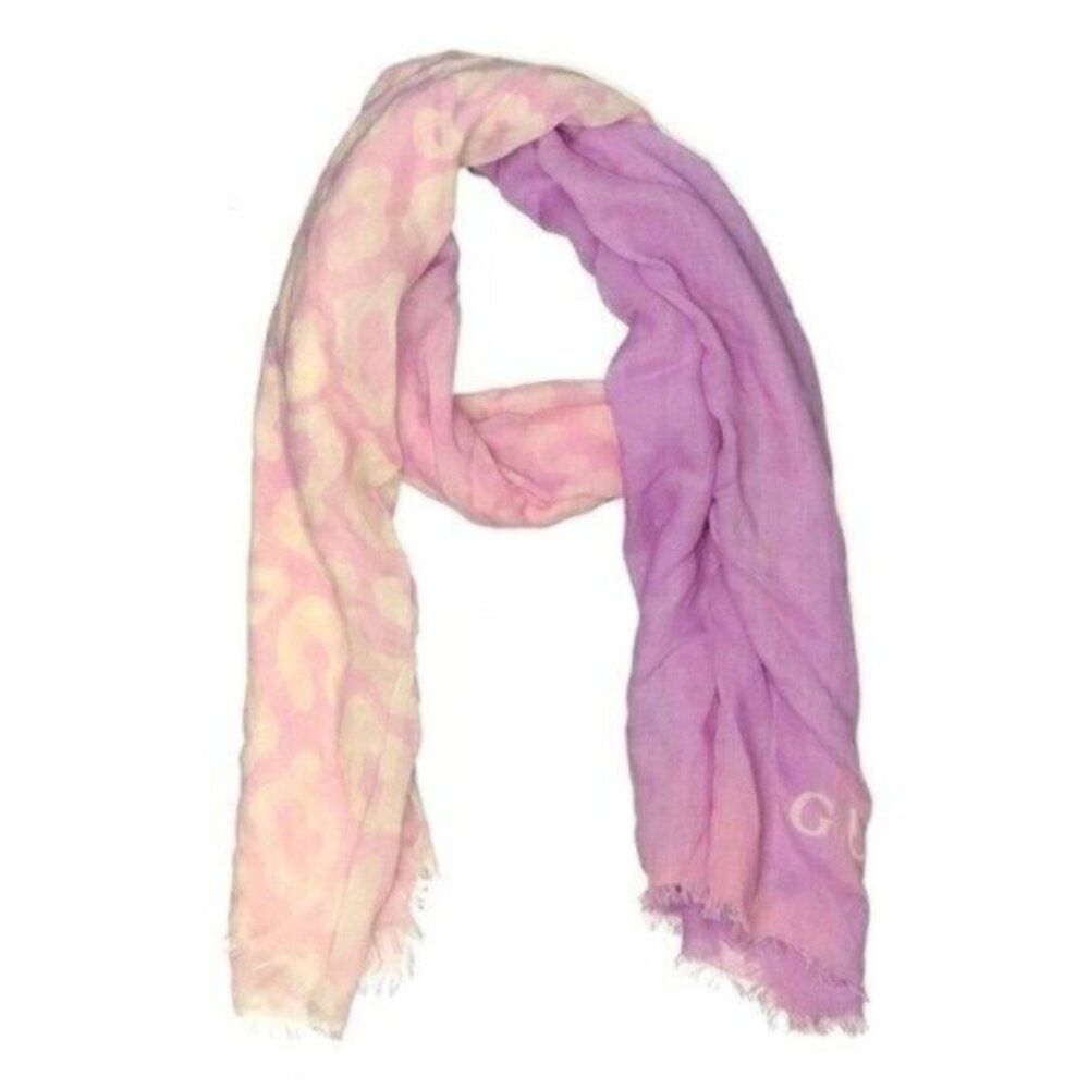 Gucci Ombre Leopard Pink Purple Scarf